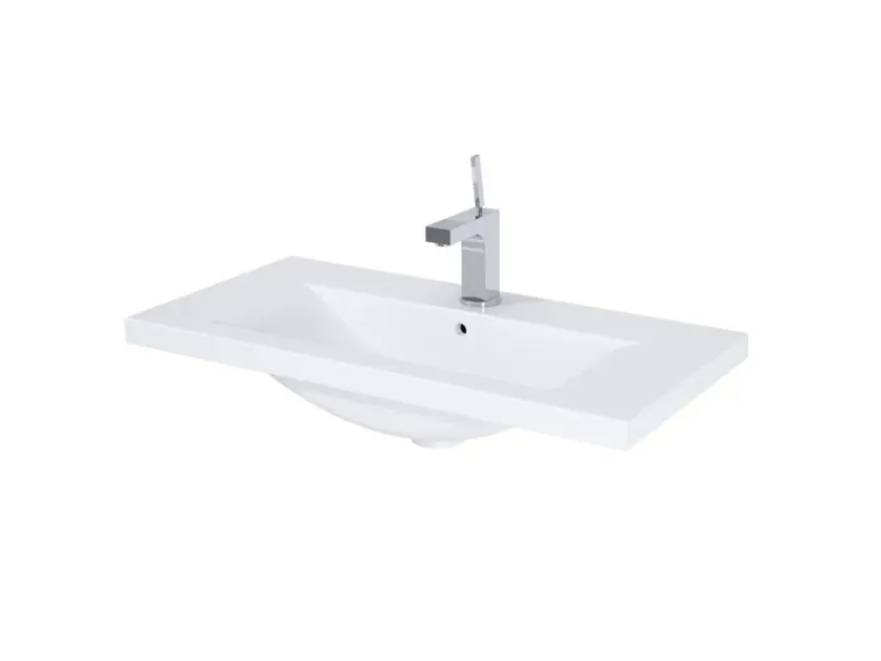 Roca Einhebelmischer<Standard-Waschbecken Cheese 80 cm Eckig Weißglanz
