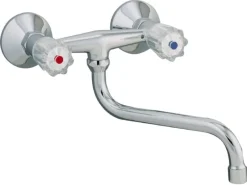 Sanitop-Wingenroth Wand-Zweigriff-Küchenarmatur Standard Plus Chrom< Zweigriffarmatur
