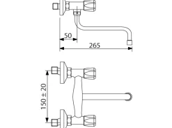 Sanitop-Wingenroth Wand-Zweigriff-Küchenarmatur Standard Plus Chrom< Zweigriffarmatur
