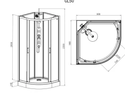 Sanotechnik Komplettdusche Epic Rund Schwarz 235 cm x 90 cm x 90 cm< Einhebelmischer