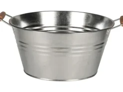Töpfe<Schale mit Henkel und Holzgriff 18 cm x 43 cm x 35 cm Zink Standard