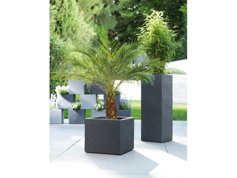 New Scheurich Pflanzgefäß C-Cube 240 28,5 cm x 28,5 cm Stony Black Schwarz