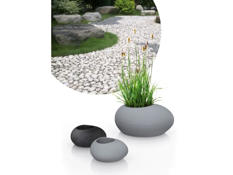 Scheurich Pflanzgefäß Flow 48 cm x 38 cm Stony Black< Töpfe