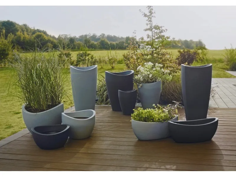 Scheurich Pflanzgefäß Wave Globe Ø 30 cm Stony-Grey< Töpfe