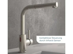 Hot Schütte Sensor-Spültischarmatur Vital mit Herausziehbarem Auslauf Edelstahl