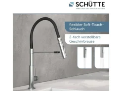 New Schütte Spültischarmatur mit Soft-Touch Schlauch Stilo Chrom-Schwarz