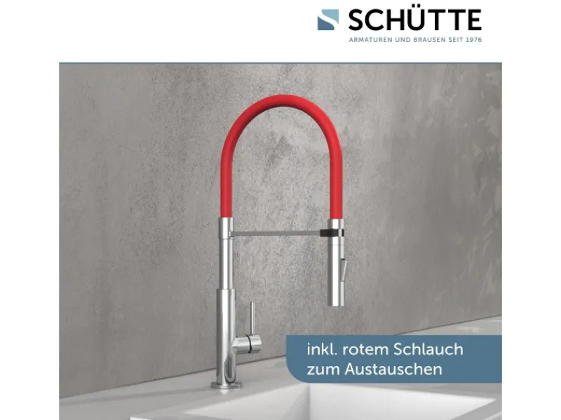 New Schütte Spültischarmatur mit Soft-Touch Schlauch Stilo Chrom-Schwarz