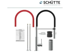 New Schütte Spültischarmatur mit Soft-Touch Schlauch Stilo Chrom-Schwarz