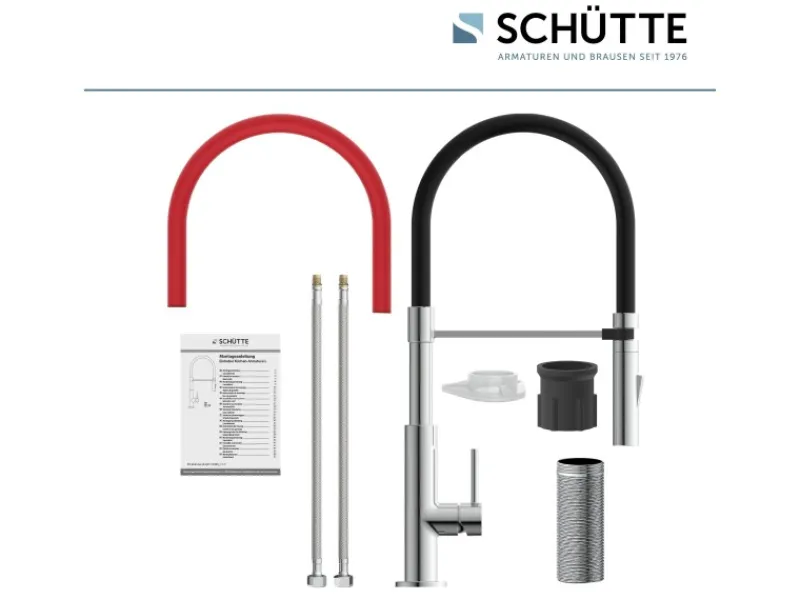 New Schütte Spültischarmatur mit Soft-Touch Schlauch Stilo Chrom-Schwarz