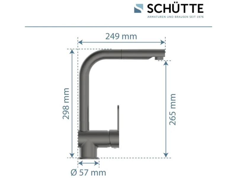 Schütte Einhebelmischer<Spültischarmatur mit Herausziehbarem Auslauf London Graphit Matt