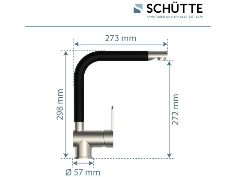 Schütte Spültischarmatur Rio Edelstahloptik Schwarz Matt< Einhebelmischer