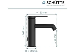 Hot Schütte Waschtischarmatur Los Angeles Schwarz Matt