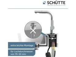 Schütte Waschtischarmatur London mit Herausziehbarer Haarbrause Chrom< Einhebelmischer