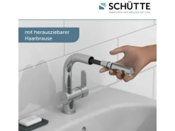 Schütte Waschtischarmatur London mit Herausziehbarer Haarbrause Chrom< Einhebelmischer