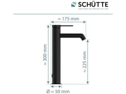 Schütte Einhebelmischer<Waschtischarmatur Los Angeles für Aufsatzwaschbecken Schwarz Matt