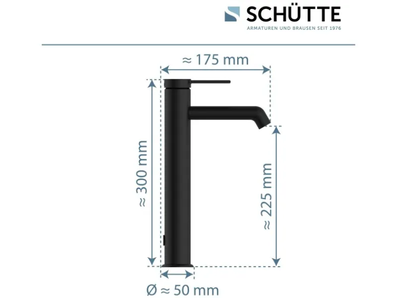 Schütte Einhebelmischer<Waschtischarmatur Los Angeles für Aufsatzwaschbecken Schwarz Matt