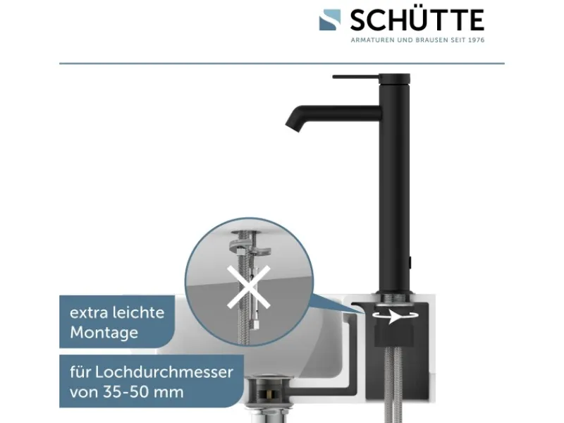 Schütte Einhebelmischer<Waschtischarmatur Los Angeles für Aufsatzwaschbecken Schwarz Matt