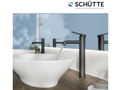 Schütte Einhebelmischer<Waschtischarmatur Los Angeles für Aufsatzwaschbecken Schwarz Matt