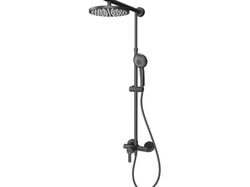 Schulte Einhebelmischer<DuschMaster Rain mit Einhebelmischer rund BlackStyle, Mattschwarz