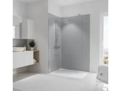 Schulte Küchenrückwände<Duschrückwand-Set Ecke Asymmetrisch DecoDesign 255 cm x 120 cm Hellgrau