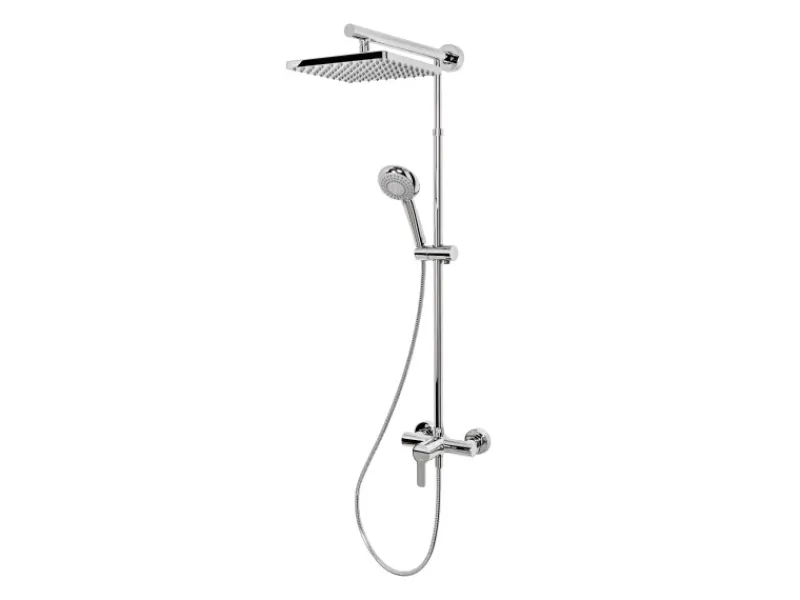 Schulte ExpressPlus Duschsystem Rain mit Einhebelmischer Kopfbrause Eckig