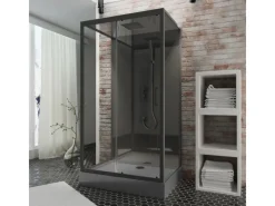 Schulte ExpressPlus Komplettdusche-Schiebetür Bali Mattschwarz 215 cm x 115 cm< Einhebelmischer