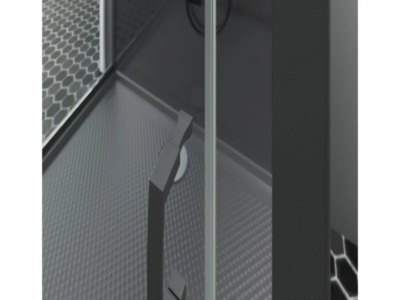 Schulte ExpressPlus Komplettdusche-Schiebetür Bali Mattschwarz 215 cm x 115 cm< Einhebelmischer