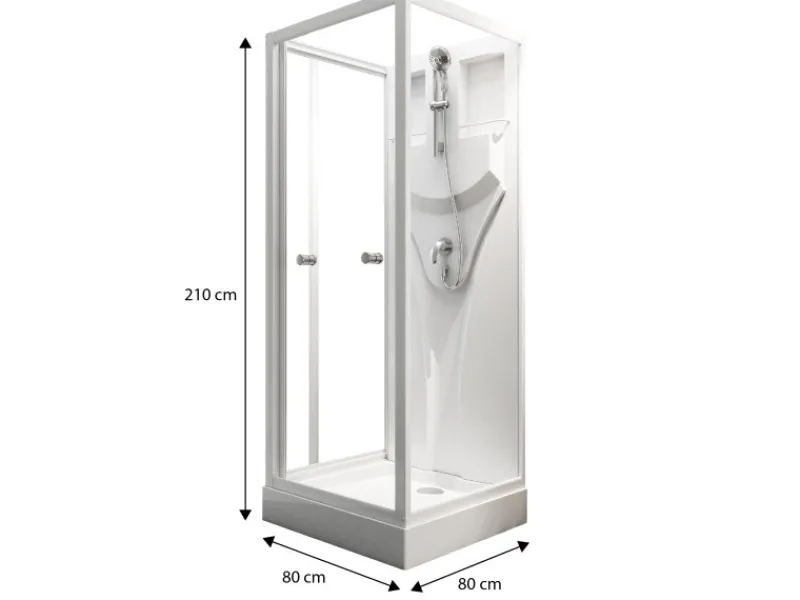Discount Schulte Komplettduschkabine Juist mit Schiebetür Weiß 210x80x80 cm