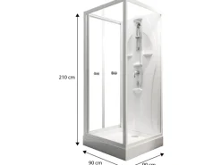 Best Schulte Komplettduschkabine Juist mit Schiebetür Weiß 210x90x90 cm