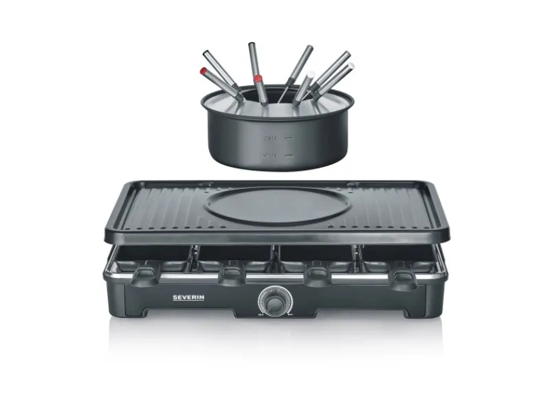 Severin Töpfe<Raclette-Fondue Kombination RG 2347 mit Grillplatte 1.400 W