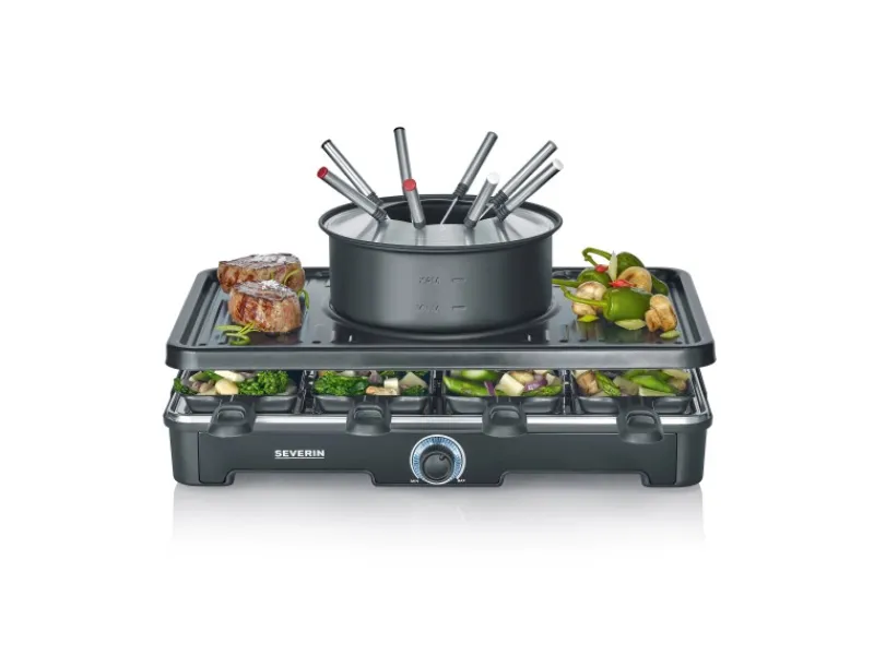 Severin Töpfe<Raclette-Fondue Kombination RG 2347 mit Grillplatte 1.400 W