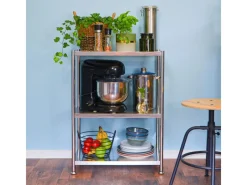 Clearance shelfr Edelstahl Schwerlastregal bis 60 kg auf 3 Ebenen 61 x 36 x 82 cm