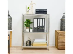 Clearance shelfr Edelstahl Schwerlastregal bis 60 kg auf 3 Ebenen 61 x 36 x 82 cm