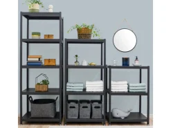 shelfr Küchenregale<Industrial Design Metallregal auf 4 Ebenen 61 x 41 x 130 cm Schwarz