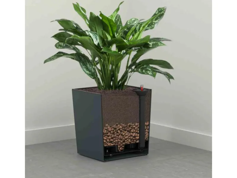 Hot Siena Garden Pflanzgefäß Modern Biron 25x25x26 ,0cm Graphit