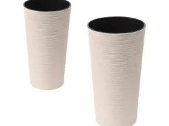Siena Garden Pflanzgefäß Set 2 tlg. Eco Locon Weiß Ø 25 x 46,5 cm, Ø 30 x 57 cm