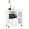 SoBuy Küchenschränke<Aktenschrank mit 2 Schubladen Druckertisch Sideboard Küchenschrank Weiß ASK09-W