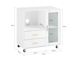SoBuy Küchenschränke<Aktenschrank mit 2 Schubladen Druckertisch Sideboard Küchenschrank Weiß ASK09-W