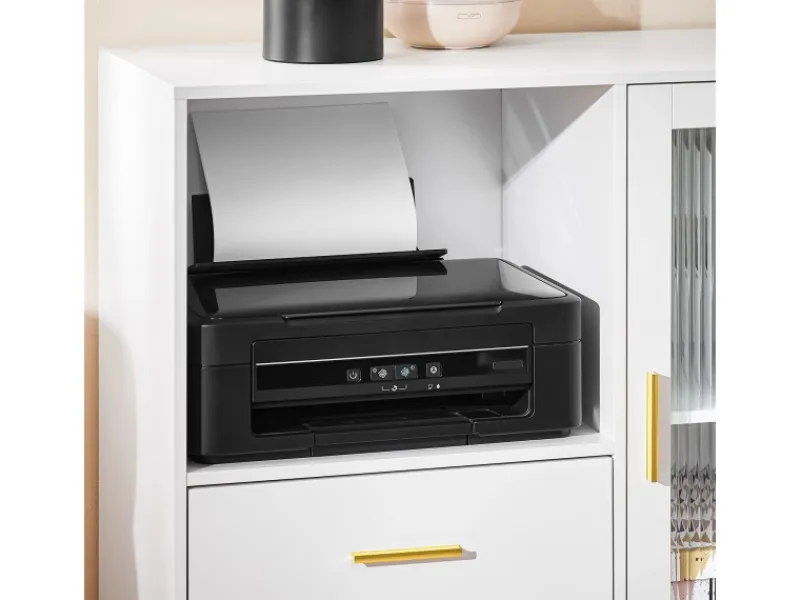 SoBuy Küchenschränke<Aktenschrank mit 2 Schubladen Druckertisch Sideboard Küchenschrank Weiß ASK09-W
