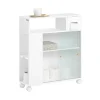 SoBuy Küchenregale<Badezimmerschrank Nischenregal mit Rollen Küchenregal Weiß BZR117-W