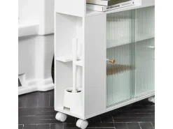 SoBuy Küchenregale<Badezimmerschrank Nischenregal mit Rollen Küchenregal Weiß BZR117-W