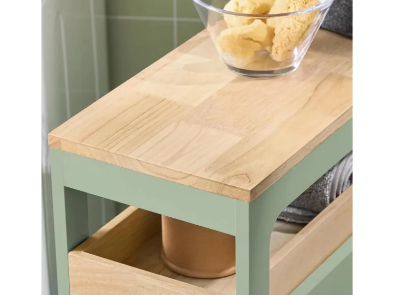 Outlet SoBuy Badezimmerschrank Rollwagen mit 3 Schubladen Nischenschrank 24x82x65cm Grün BZR54-GR