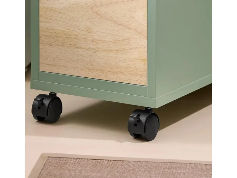 Outlet SoBuy Badezimmerschrank Rollwagen mit 3 Schubladen Nischenschrank 24x82x65cm Grün BZR54-GR