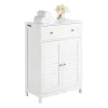 Online SoBuy Badezimmerschrank Sideboard mit Schublade und Lamellentüren 60x87x35cm Weiß FRG238-W