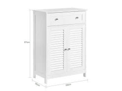 Online SoBuy Badezimmerschrank Sideboard mit Schublade und Lamellentüren 60x87x35cm Weiß FRG238-W