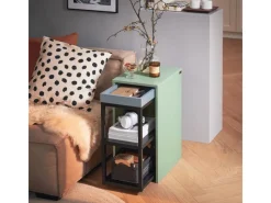 SoBuy Servierwagen<Beistelltisch Satztisch Couchtisch mit Rollen Stapelbar Grün FBT145-GR