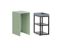 SoBuy Servierwagen<Beistelltisch Satztisch Couchtisch mit Rollen Stapelbar Grün FBT145-GR