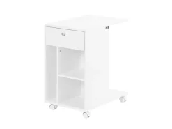 SoBuy Servierwagen<Couchtisch mit Tablet Schiene Beistelltisch mit Rollen Weiß FBT148-W