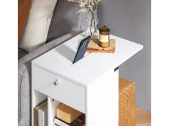 SoBuy Servierwagen<Couchtisch mit Tablet Schiene Beistelltisch mit Rollen Weiß FBT148-W