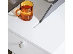 SoBuy Servierwagen<Couchtisch mit Tablet Schiene Beistelltisch mit Rollen Weiß FBT148-W